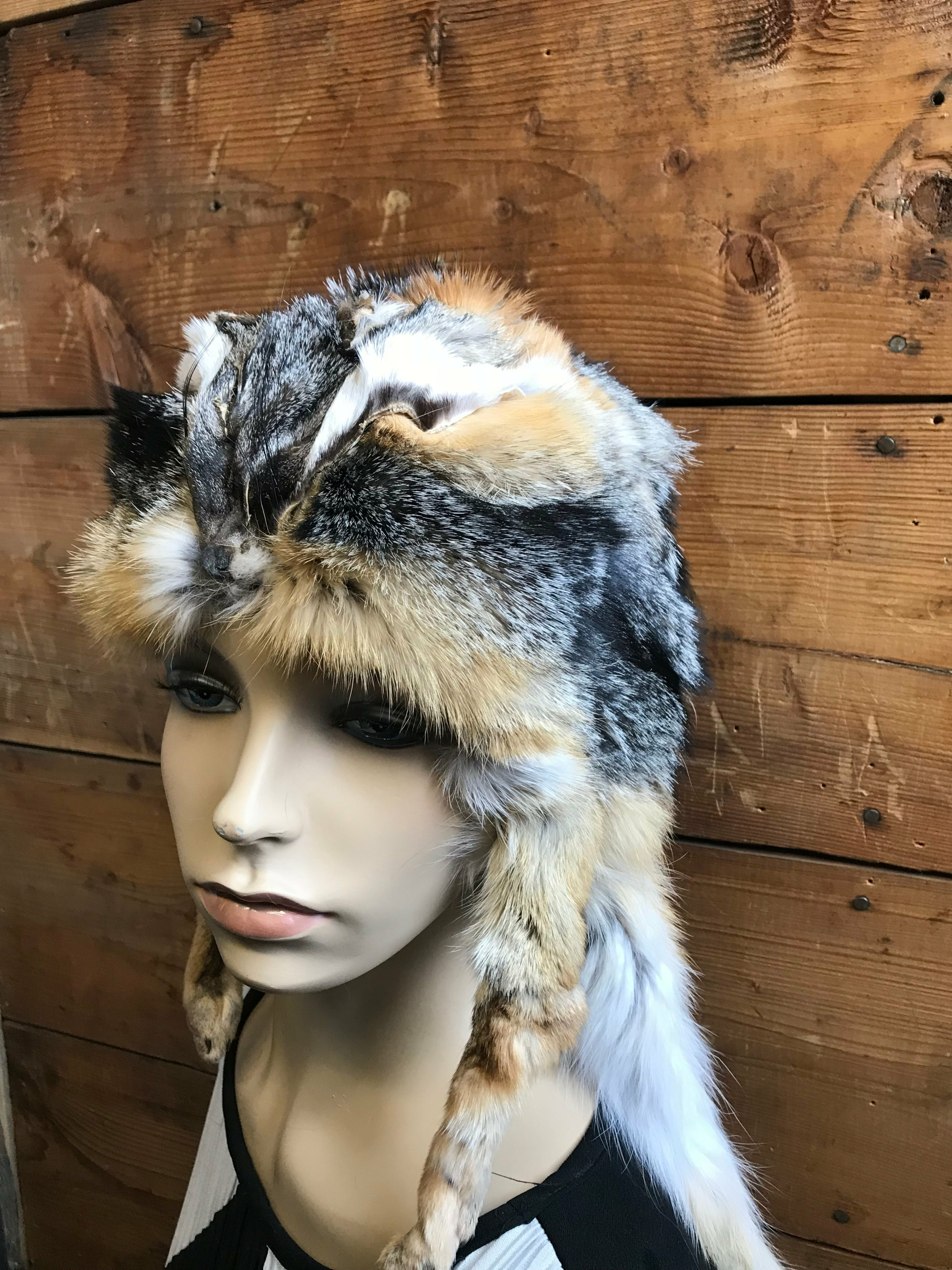 Grey Fox  Fur Hat 