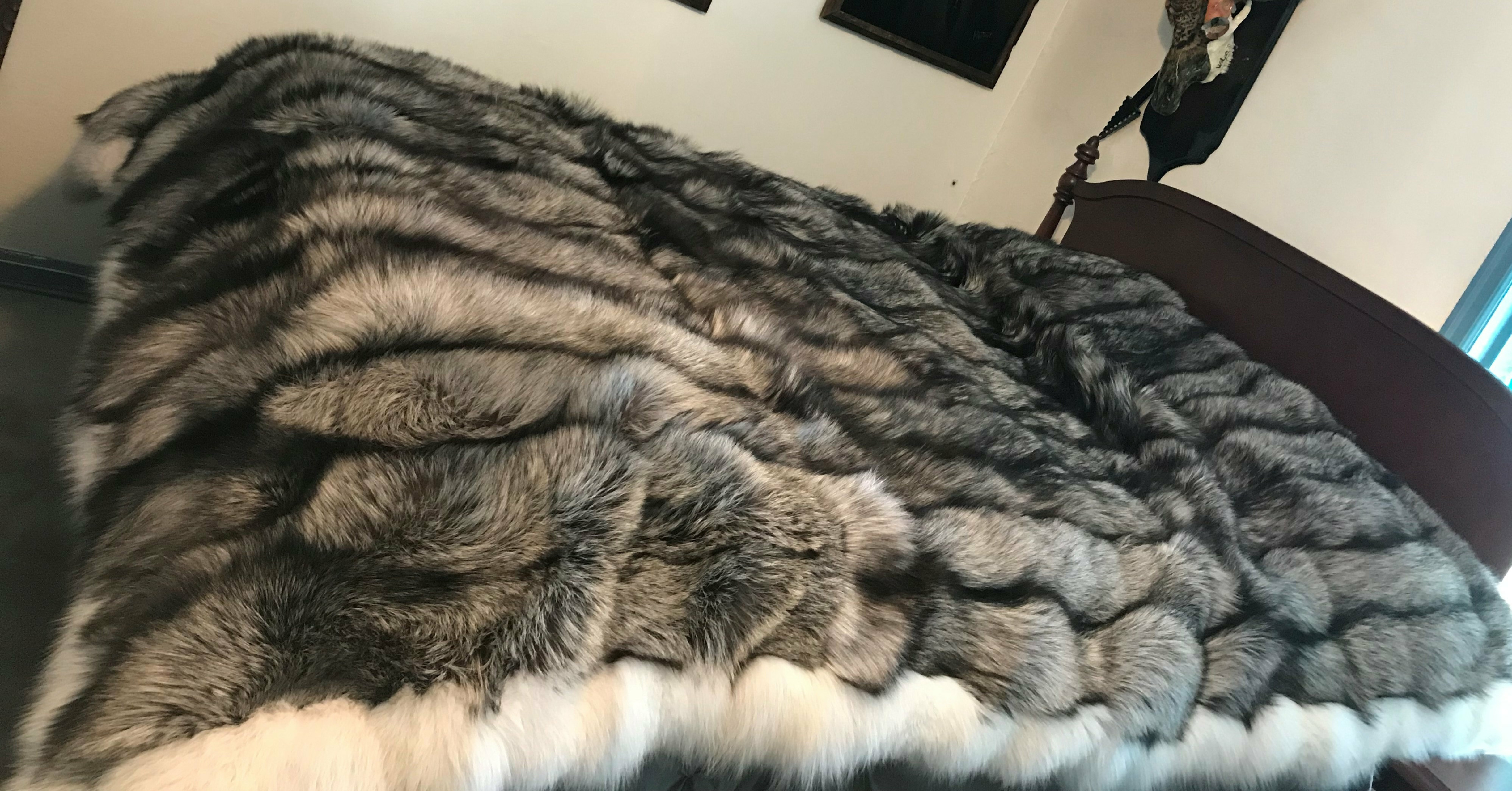 Silver Fox Fur Blanket / Bedspread